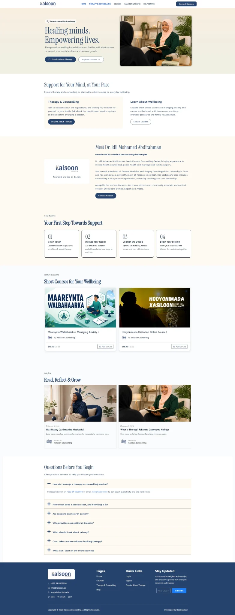 Kalsoon full website designed by Cabdisamad Ibrahim